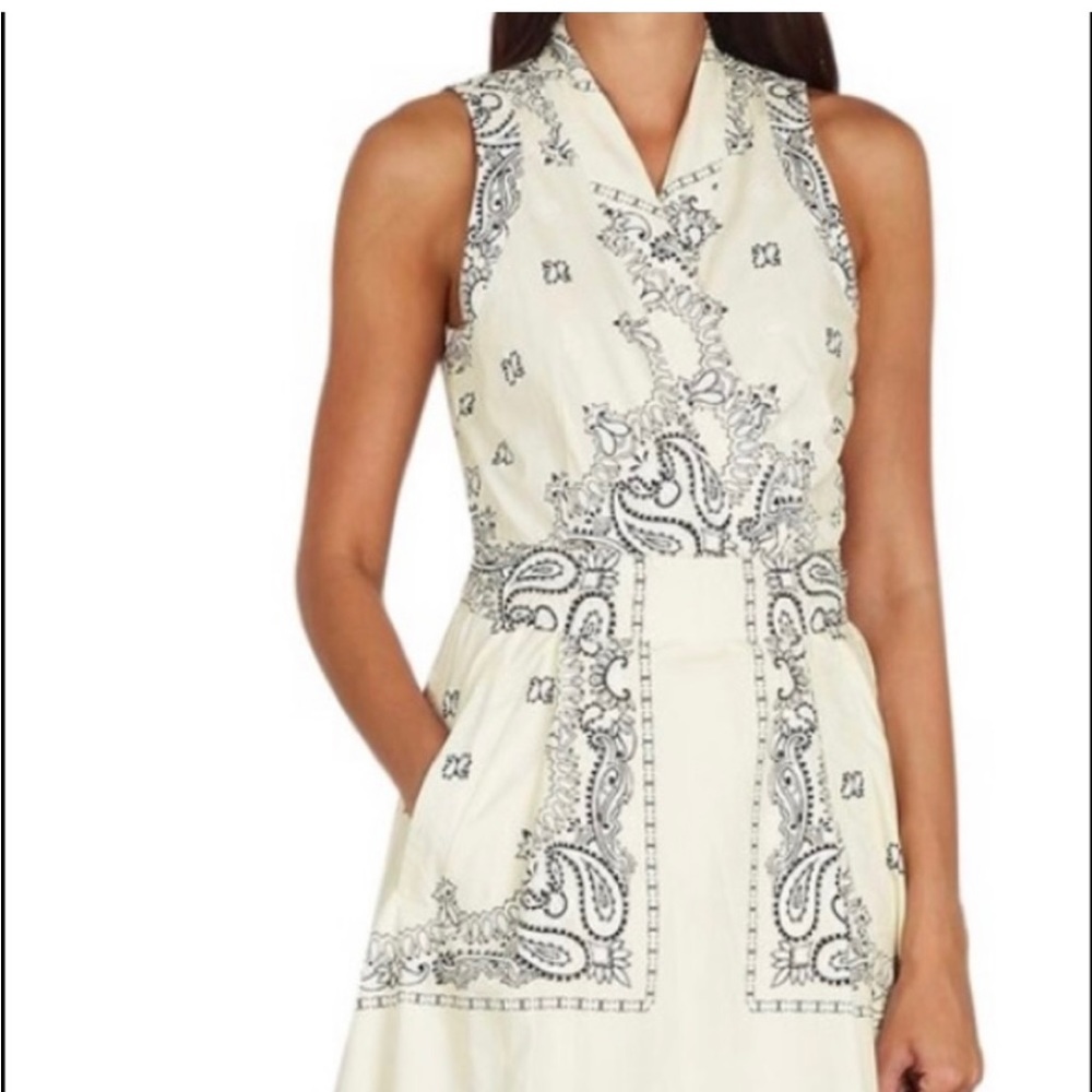 NWT Tory Burch Ivory Americana Bandana print sleeveless maxi wrap dress size 4